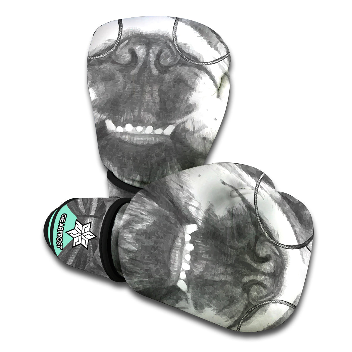 English Bulldog With Glasses Print Boxing Gloves