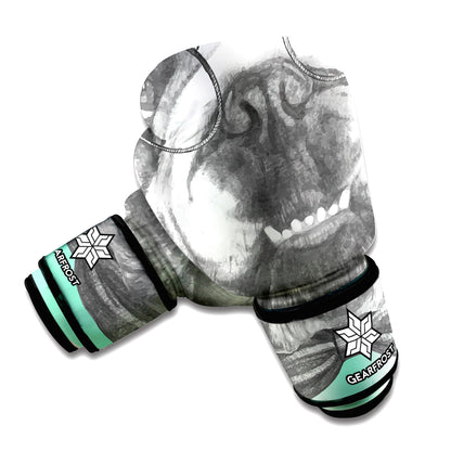 English Bulldog With Glasses Print Boxing Gloves