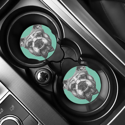 English Bulldog With Glasses Print Car Coasters