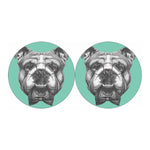 English Bulldog With Glasses Print Car Coasters