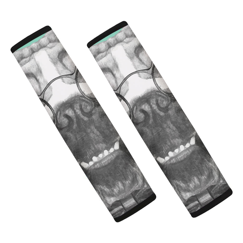 English Bulldog With Glasses Print Car Seat Belt Covers