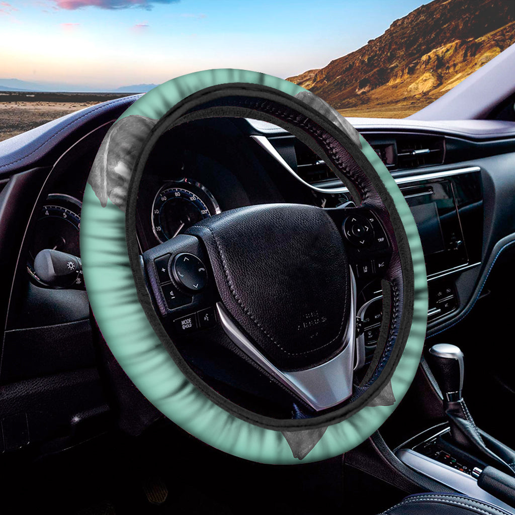 English Bulldog With Glasses Print Car Steering Wheel Cover