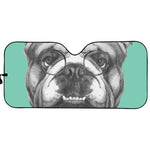 English Bulldog With Glasses Print Car Sun Shade