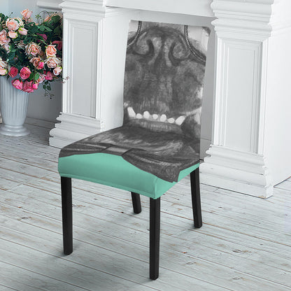 English Bulldog With Glasses Print Dining Chair Slipcover