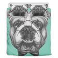English Bulldog With Glasses Print Duvet Cover Bedding Set