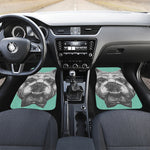 English Bulldog With Glasses Print Front and Back Car Floor Mats