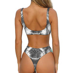 English Bulldog With Glasses Print Front Bow Tie Bikini