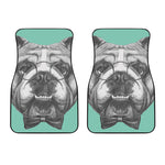 English Bulldog With Glasses Print Front Car Floor Mats