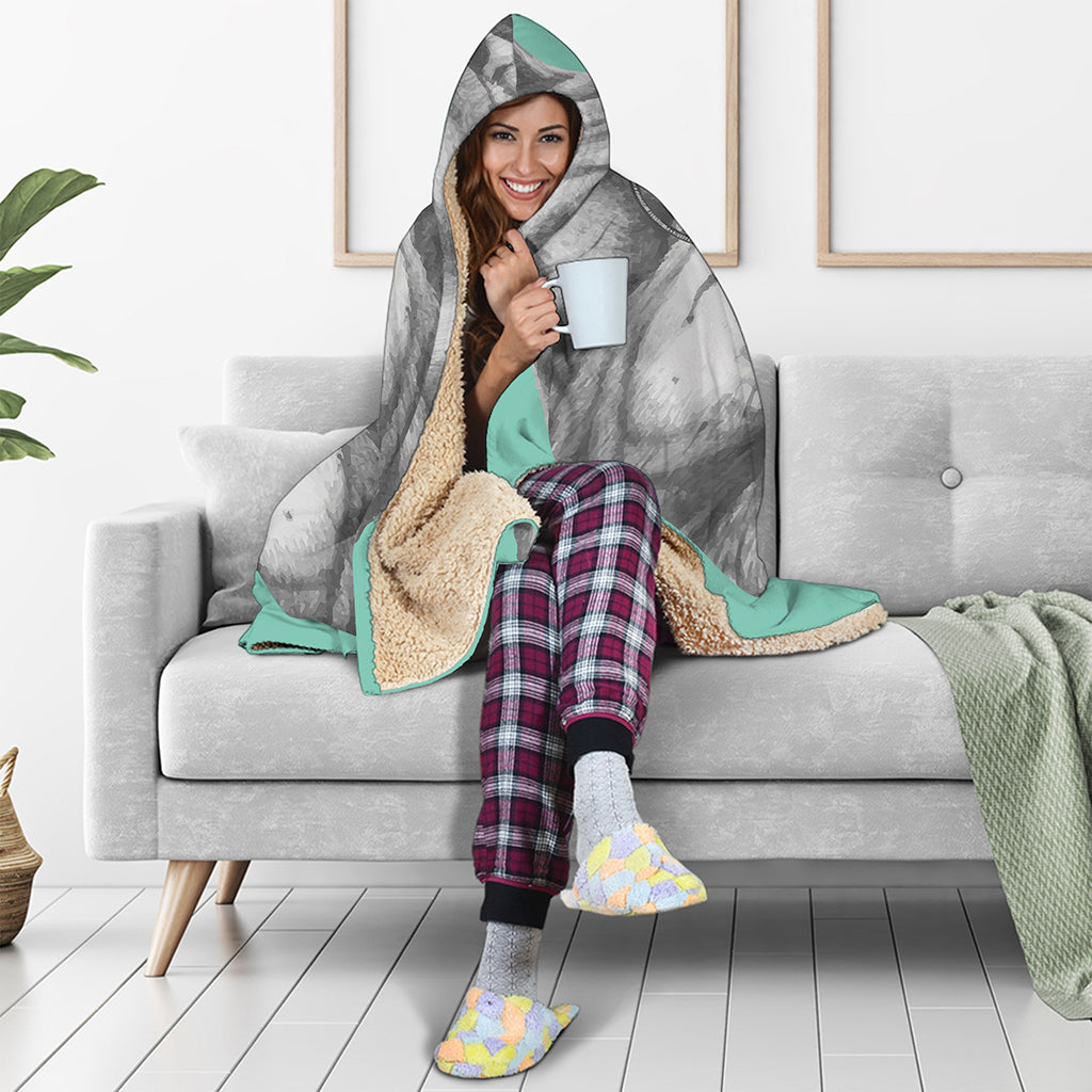 English Bulldog With Glasses Print Hooded Blanket