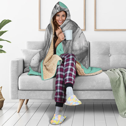 English Bulldog With Glasses Print Hooded Blanket