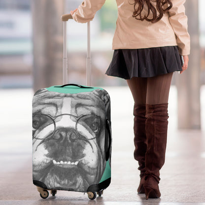 English Bulldog With Glasses Print Luggage Cover