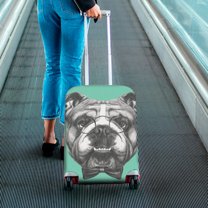 English Bulldog With Glasses Print Luggage Cover