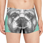 English Bulldog With Glasses Print Men's Boxer Briefs