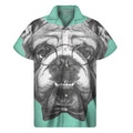 English Bulldog With Glasses Print Men's Short Sleeve Shirt