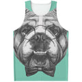 English Bulldog With Glasses Print Men's Tank Top