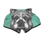 English Bulldog With Glasses Print Muay Thai Boxing Shorts