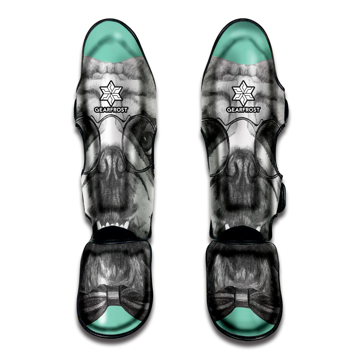English Bulldog With Glasses Print Muay Thai Shin Guard
