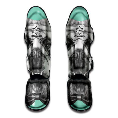 English Bulldog With Glasses Print Muay Thai Shin Guard