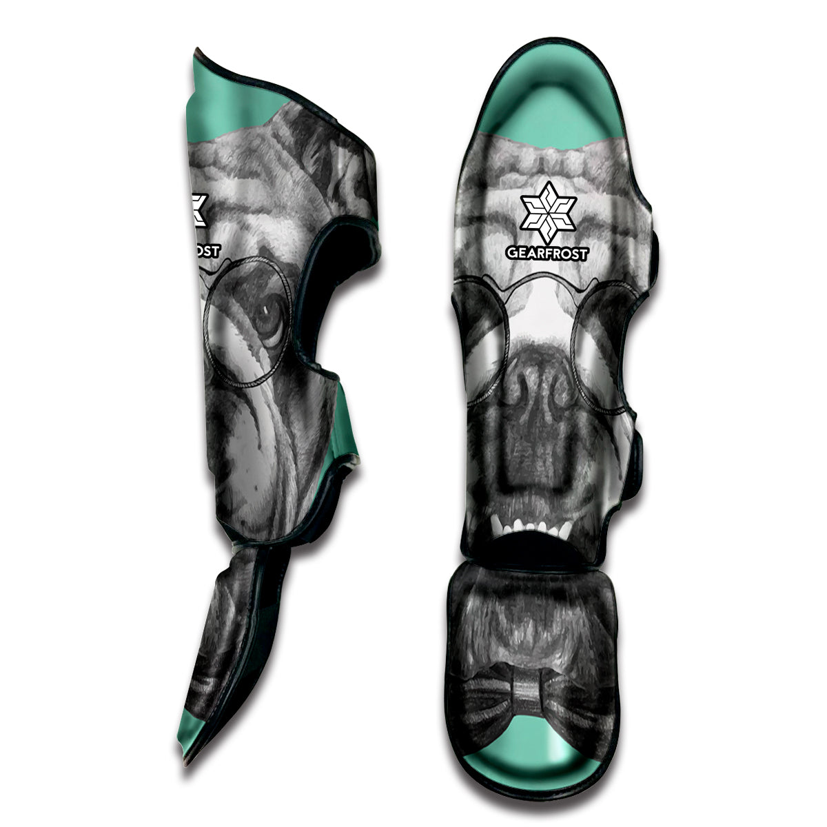 English Bulldog With Glasses Print Muay Thai Shin Guard