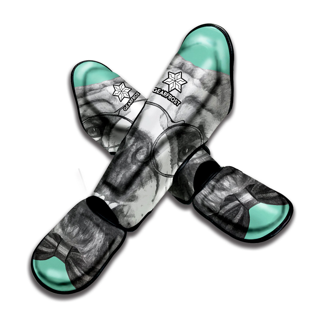 English Bulldog With Glasses Print Muay Thai Shin Guard