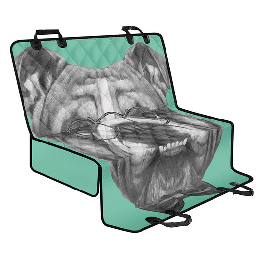English Bulldog With Glasses Print Pet Car Back Seat Cover
