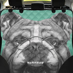 English Bulldog With Glasses Print Pet Car Back Seat Cover