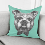 English Bulldog With Glasses Print Pillow Cover