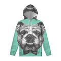 English Bulldog With Glasses Print Pullover Hoodie