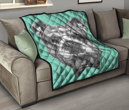 English Bulldog With Glasses Print Quilt
