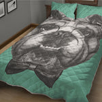 English Bulldog With Glasses Print Quilt Bed Set