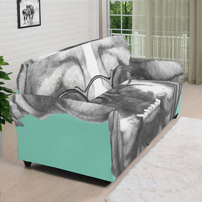 English Bulldog With Glasses Print Sofa Cover