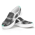English Bulldog With Glasses Print White Slip On Sneakers