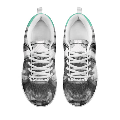 English Bulldog With Glasses Print White Sneakers
