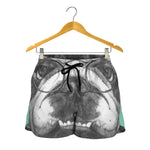 English Bulldog With Glasses Print Women's Shorts