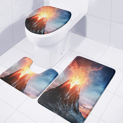 Erupting Volcano Print 3 Piece Bath Mat Set