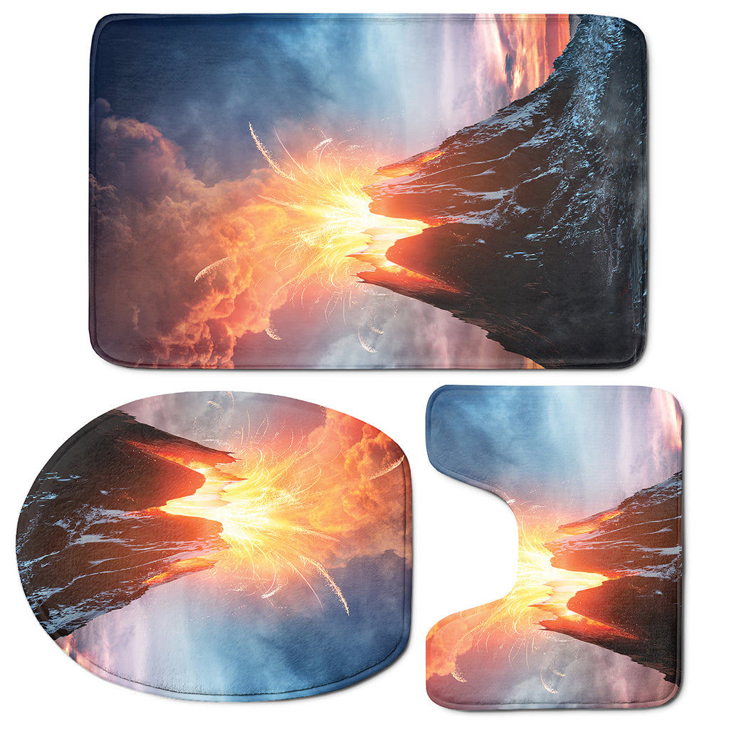 Erupting Volcano Print 3 Piece Bath Mat Set