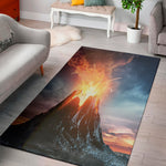 Erupting Volcano Print Area Rug