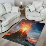 Erupting Volcano Print Area Rug
