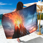 Erupting Volcano Print Beach Sarong Wrap