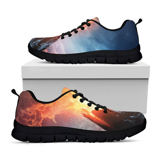 Erupting Volcano Print Black Sneakers