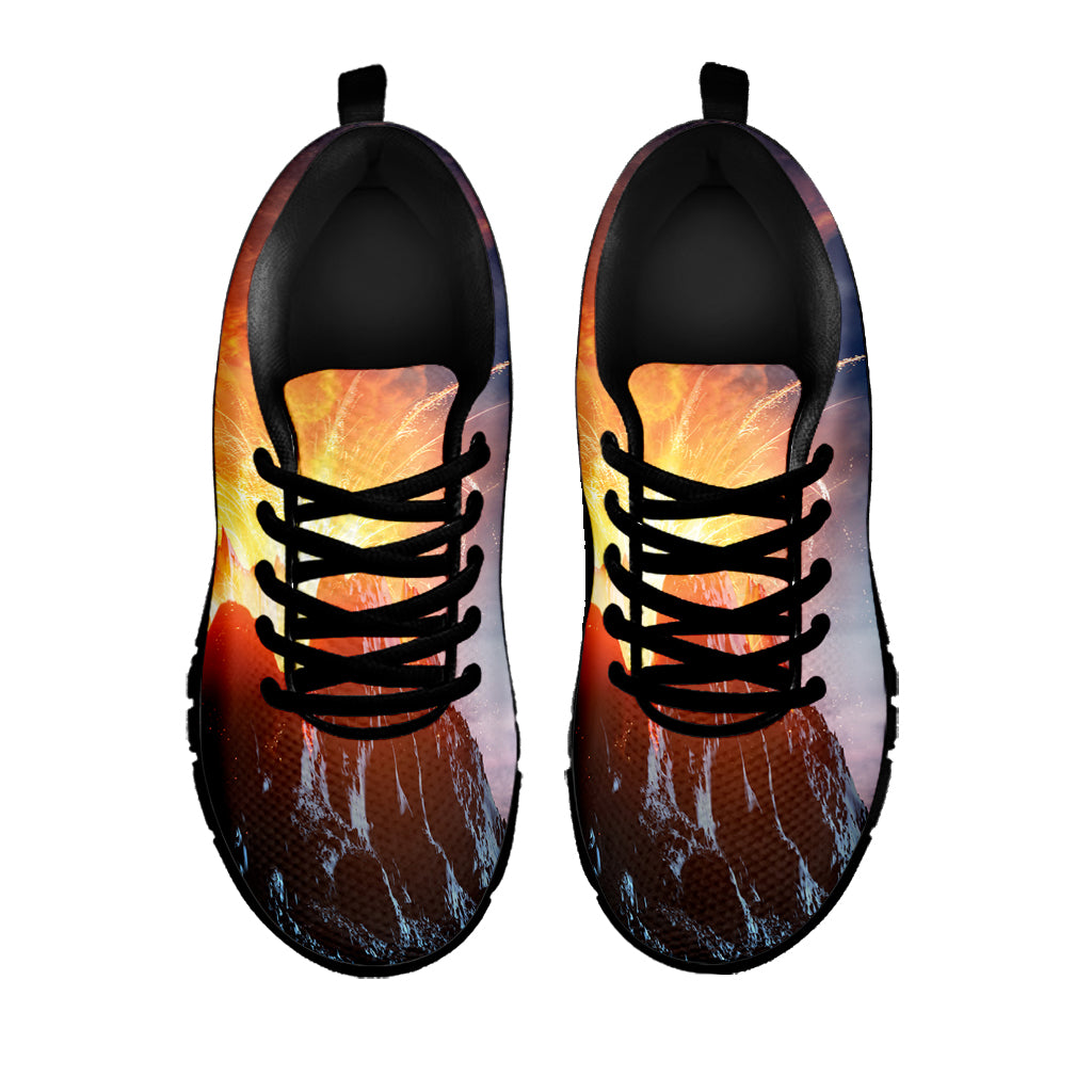 Erupting Volcano Print Black Sneakers