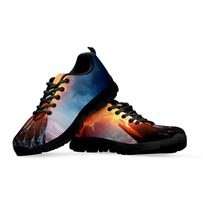 Erupting Volcano Print Black Sneakers