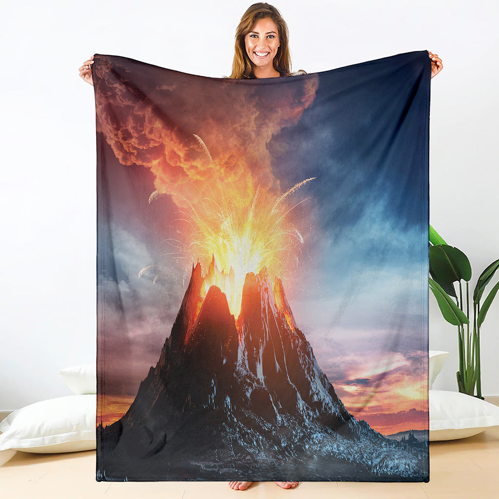 Erupting Volcano Print Blanket