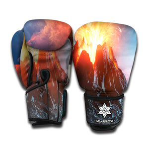 Erupting Volcano Print Boxing Gloves