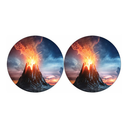 Erupting Volcano Print Car Coasters