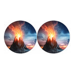 Erupting Volcano Print Car Coasters