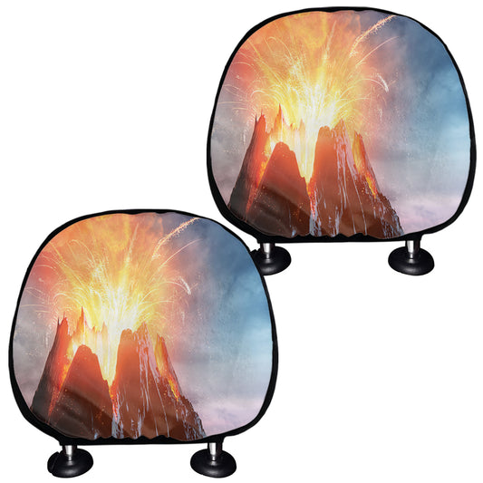 Erupting Volcano Print Car Headrest Covers