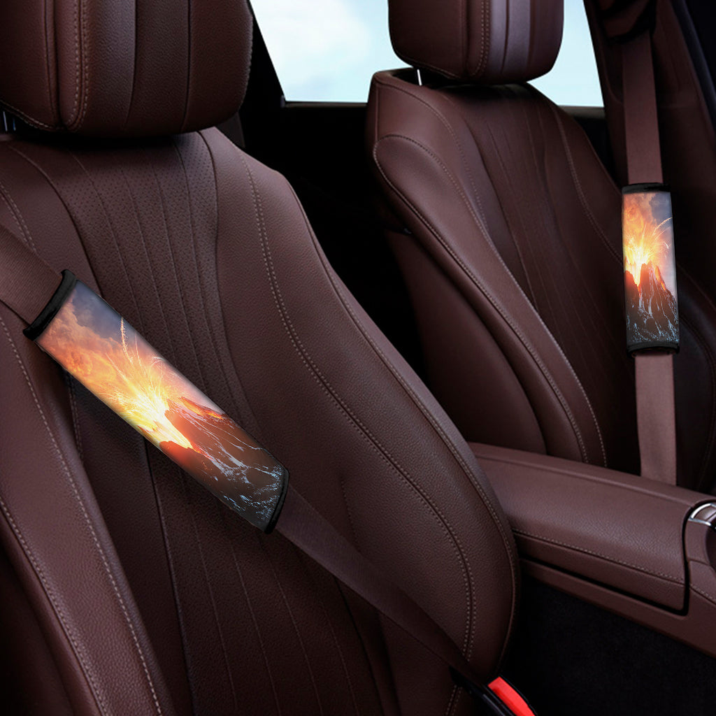 Erupting Volcano Print Car Seat Belt Covers