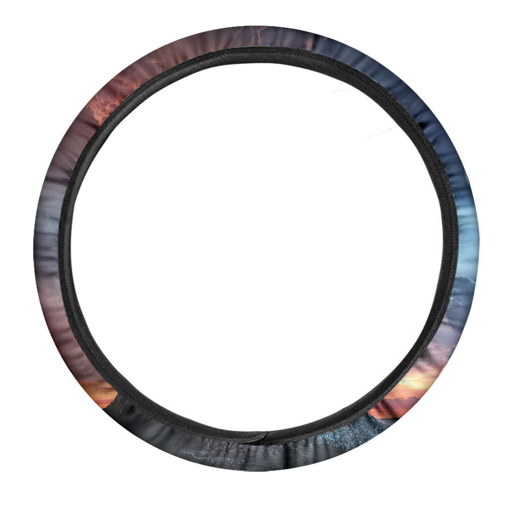 Erupting Volcano Print Car Steering Wheel Cover