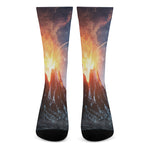Erupting Volcano Print Crew Socks
